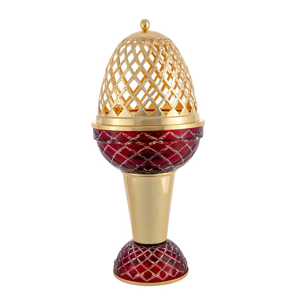 Picture of Crystal Egg With Feet Red Gold Mob Burner